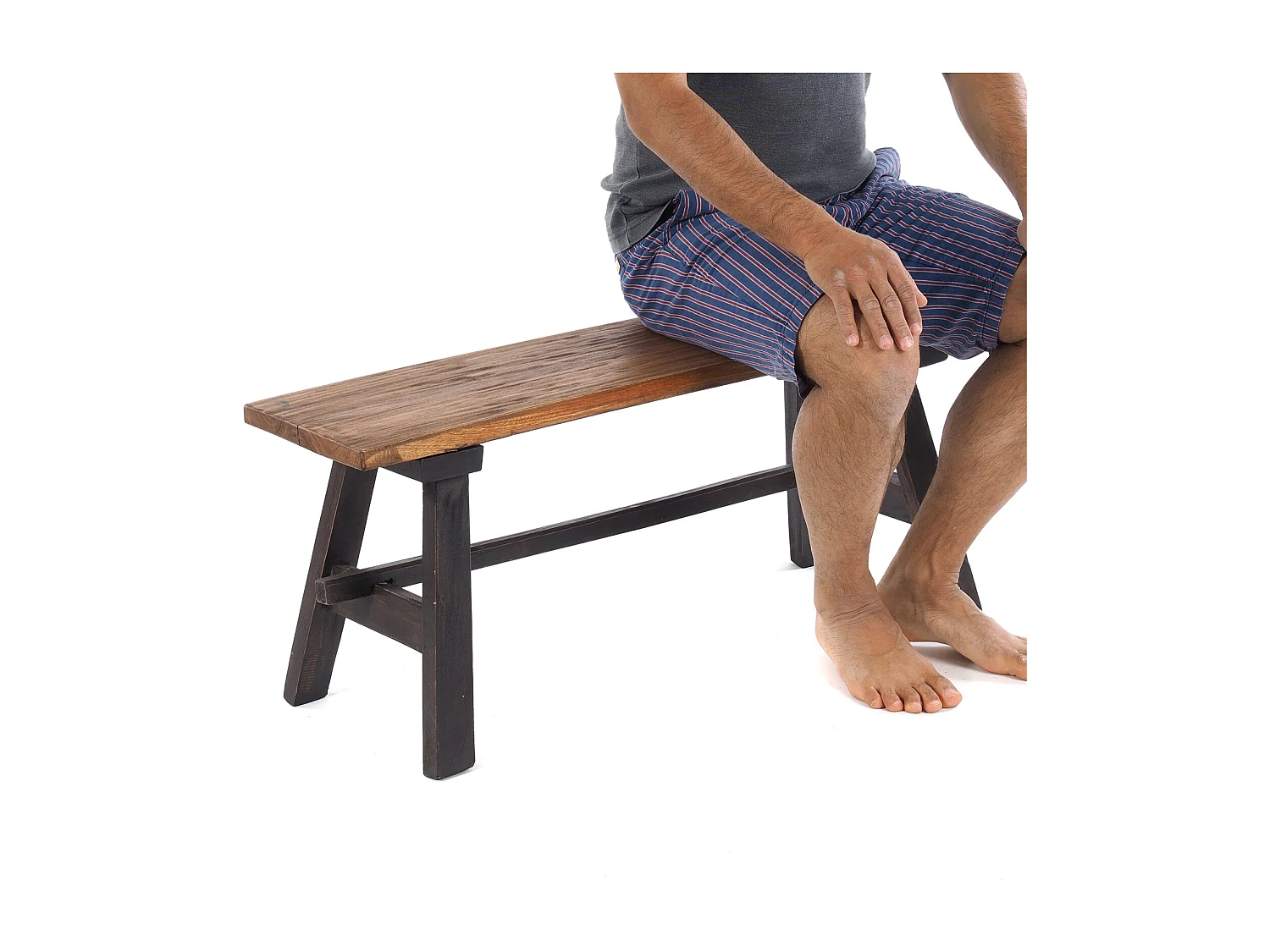 SITZBANK ANZIO 90  Mahagoni Massivholz, zusammenklappbar 04 schwarz-natur