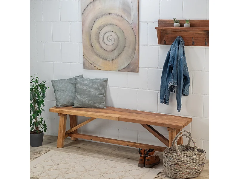 BANC Roca 160 cm, bois massif couleurs naturelles