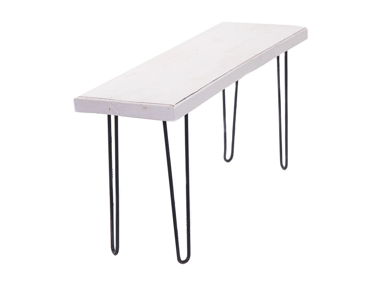 BANC Bohle 120 Bois massif en acajou, pieds en métal 06 weiß-landhaus