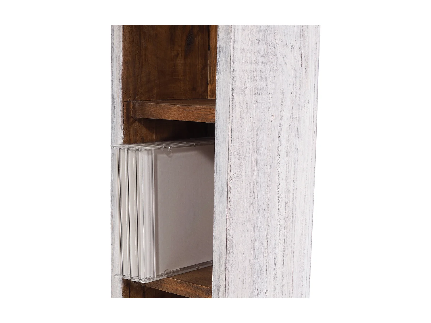 ÉTAGÈRE À CD TORRE Bois massif en acajou, 4 compartiments 05 weiß-natur