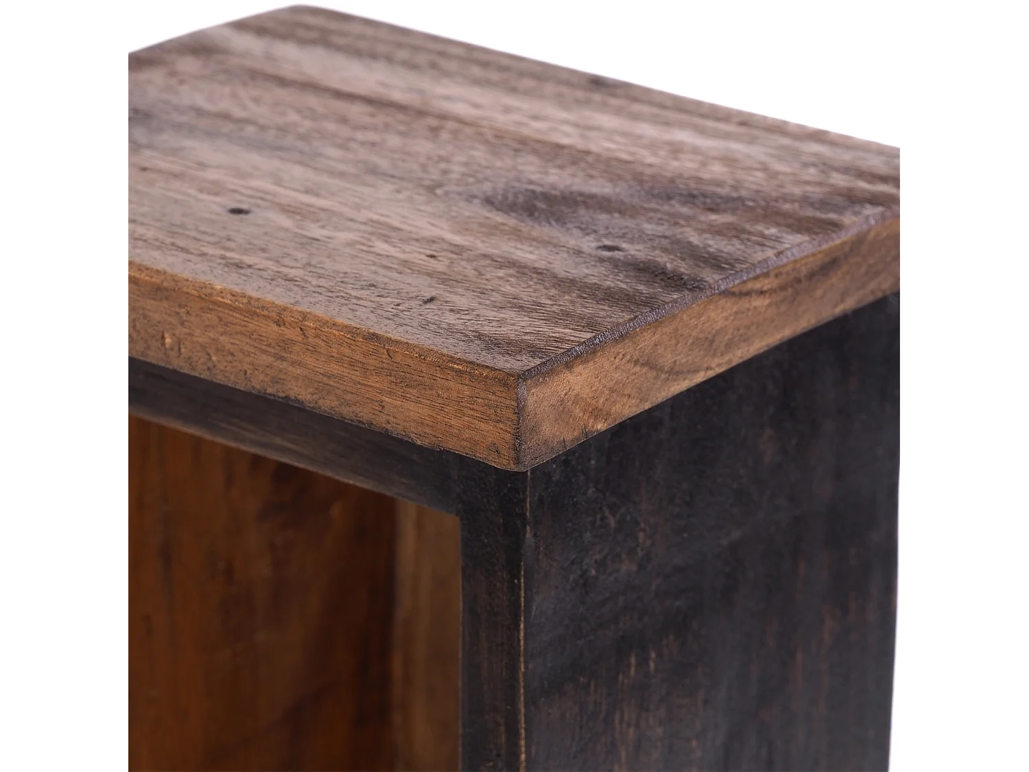 ÉTAGÈRE À CD TORRE Bois massif en acajou, 4 compartiments 04 schwarz-natur