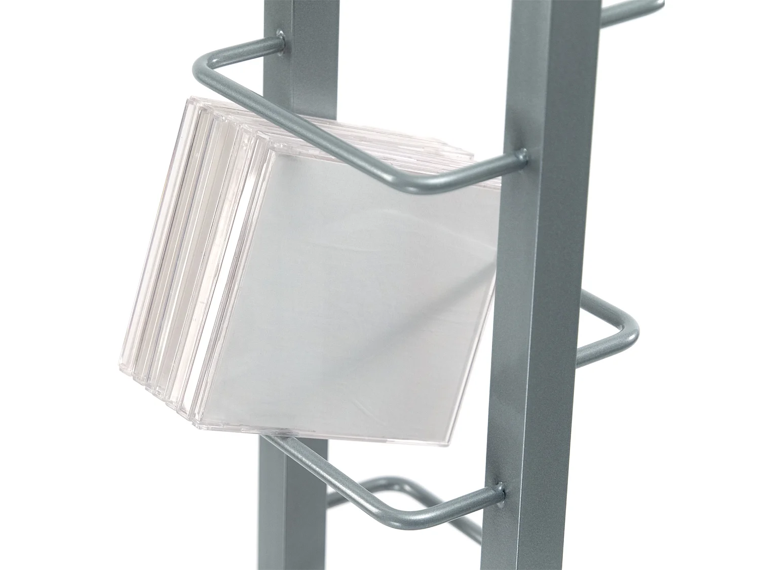 CD-STÄNDER Tower  Metall mit Glasfuß, für 126 CDs silber