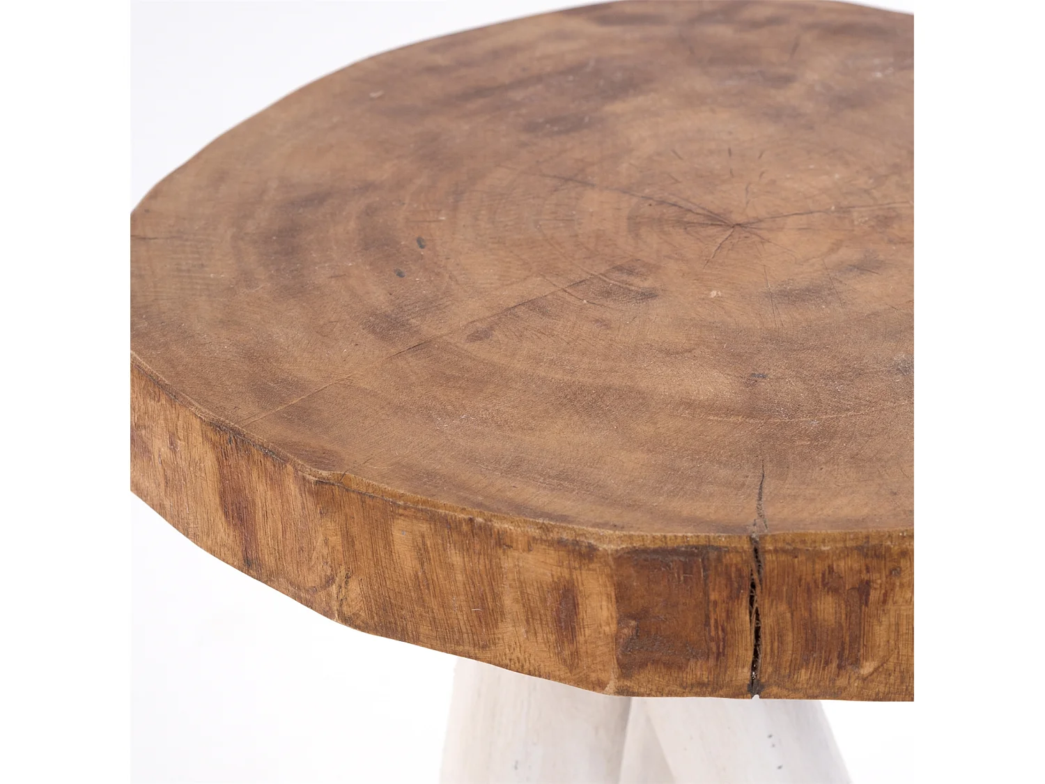 TABLE D'APPOINT À TROIS PIEDS TECK 40 Bois massif, rond 06 weiß-landhaus