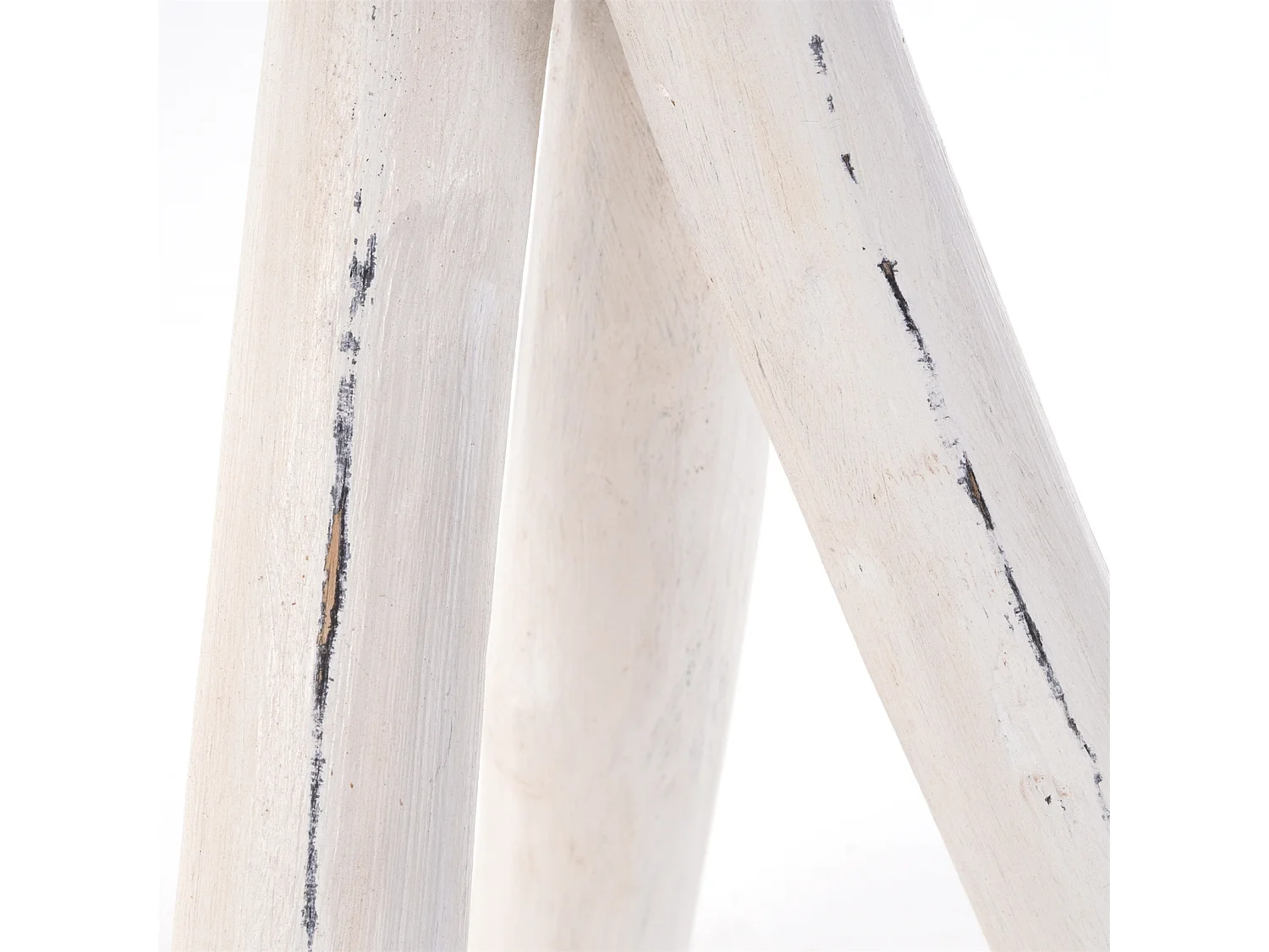 TABLE D'APPOINT À TROIS PIEDS TECK 40 Bois massif, rond 06 weiß-landhaus