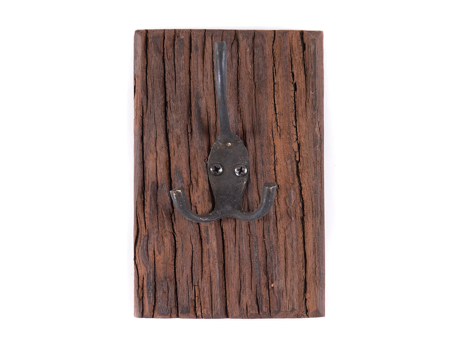 PORTE-MANTEAU Tableau Bois massif, double crochet marron