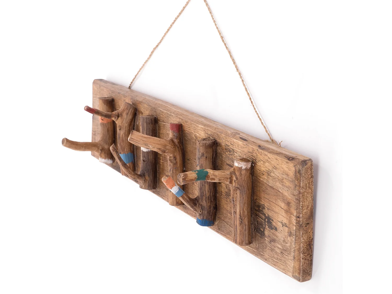 PORTE-MANTEAU MURAL SAMOA Bois de recyclage en acajou coloré