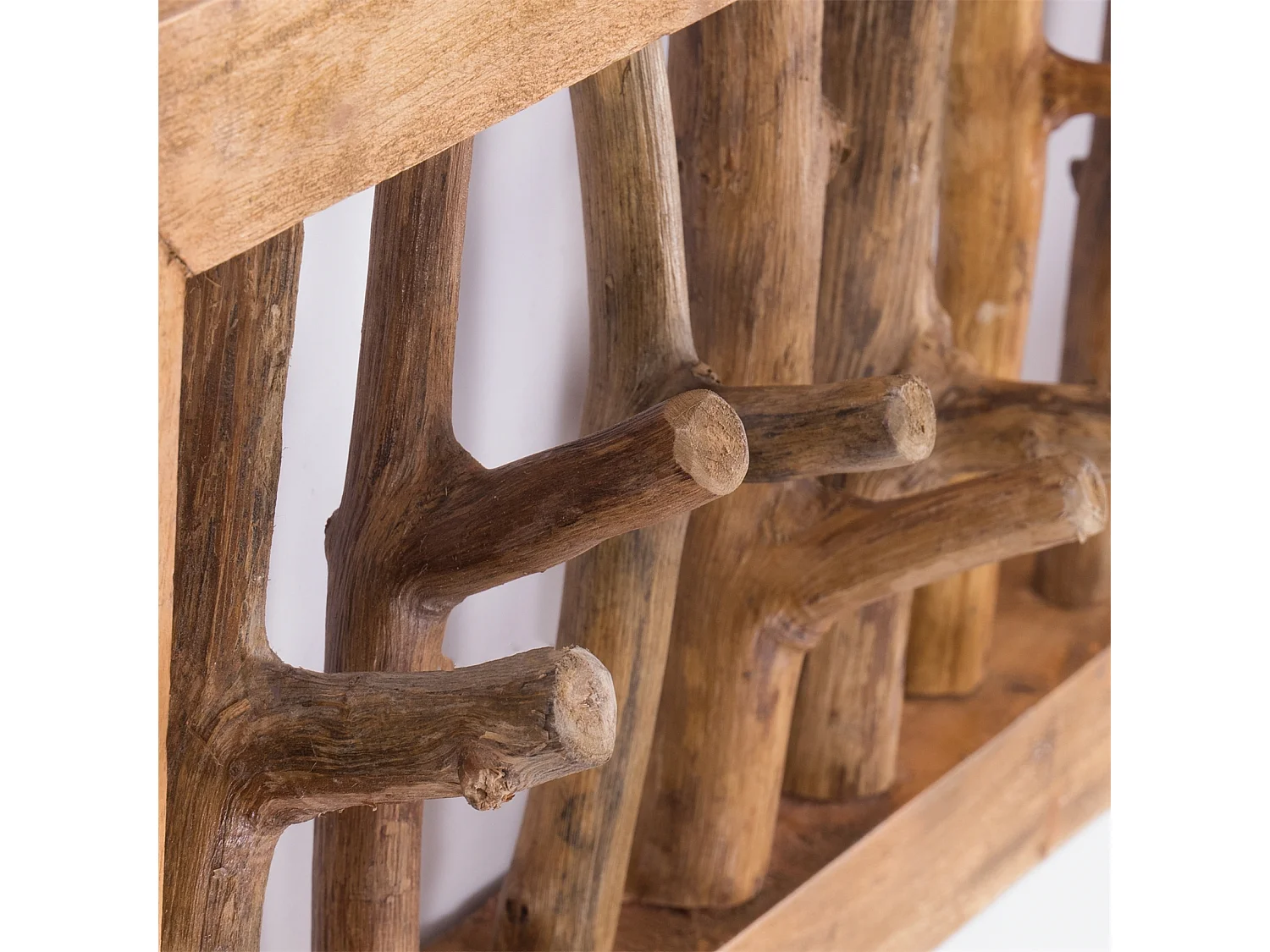 PORTE-MANTEAU MURAL Leonor 50 Bois massif en acajou, 7 crochets couleurs naturelles