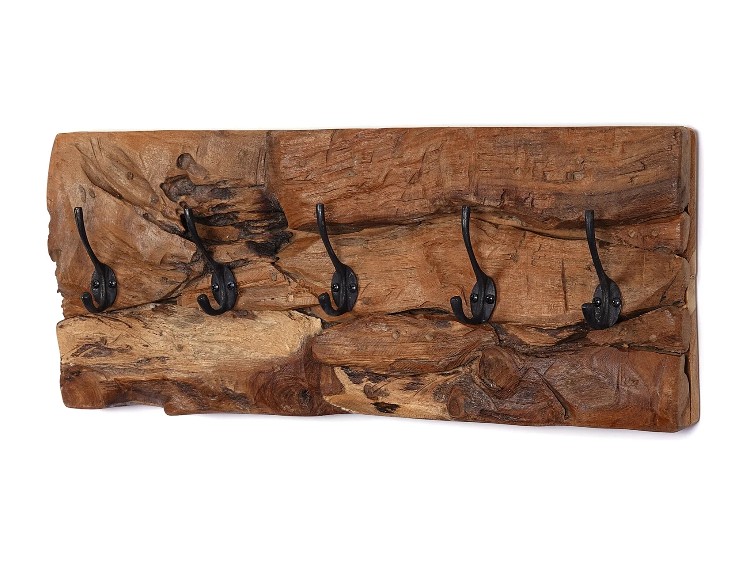 PORTE-MANTEAU MURAL Mara 50 5 crochets, bois flotté couleurs naturelles