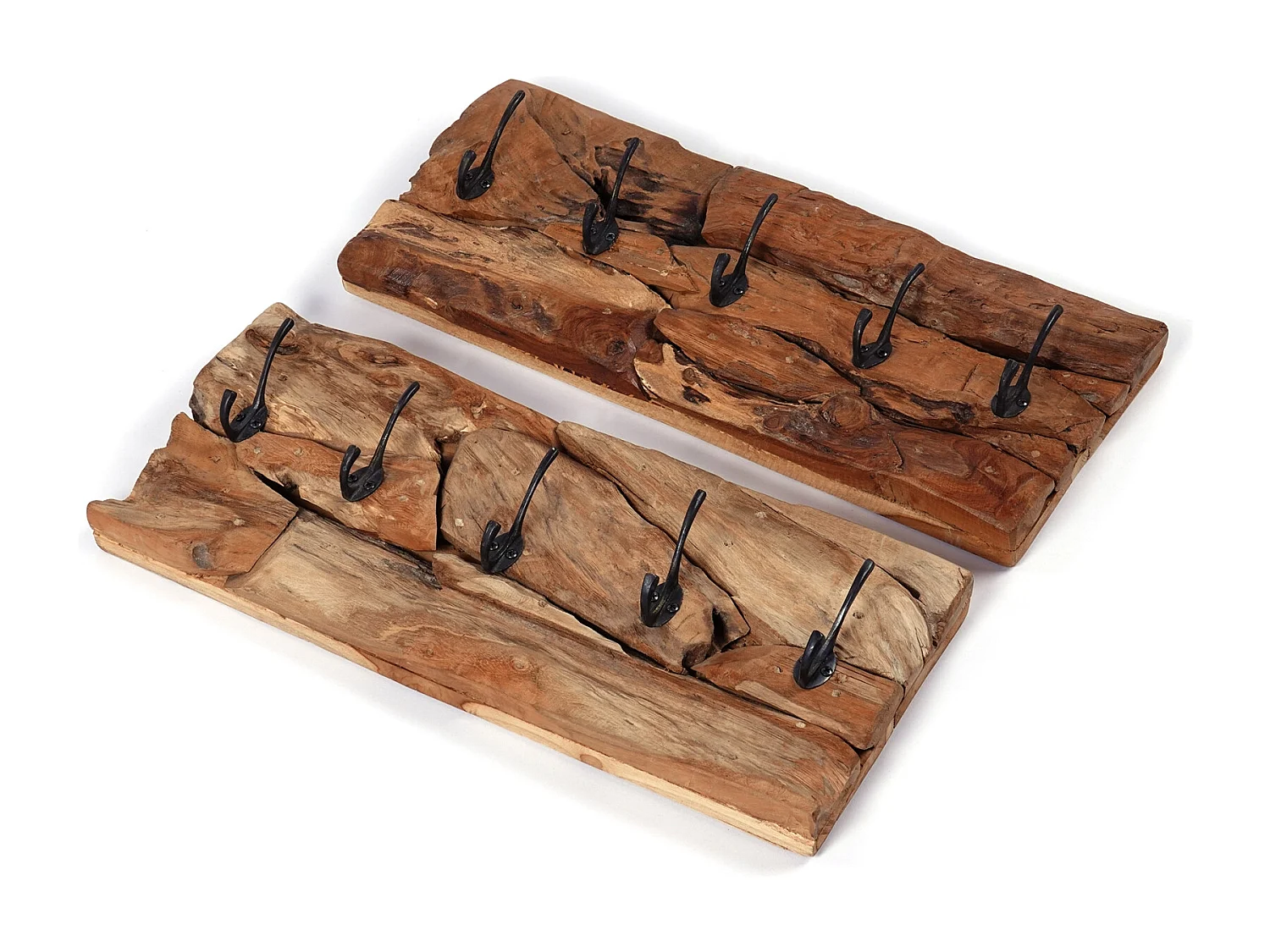 PORTE-MANTEAU MURAL Mara 50 5 crochets, bois flotté couleurs naturelles