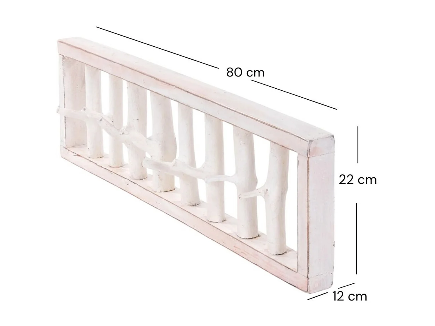 PORTE-MANTEAU MURAL TREIBHOLZ UNIKAT 80 Bois de recyclage massif, 8 patères 06 weiß-landhaus