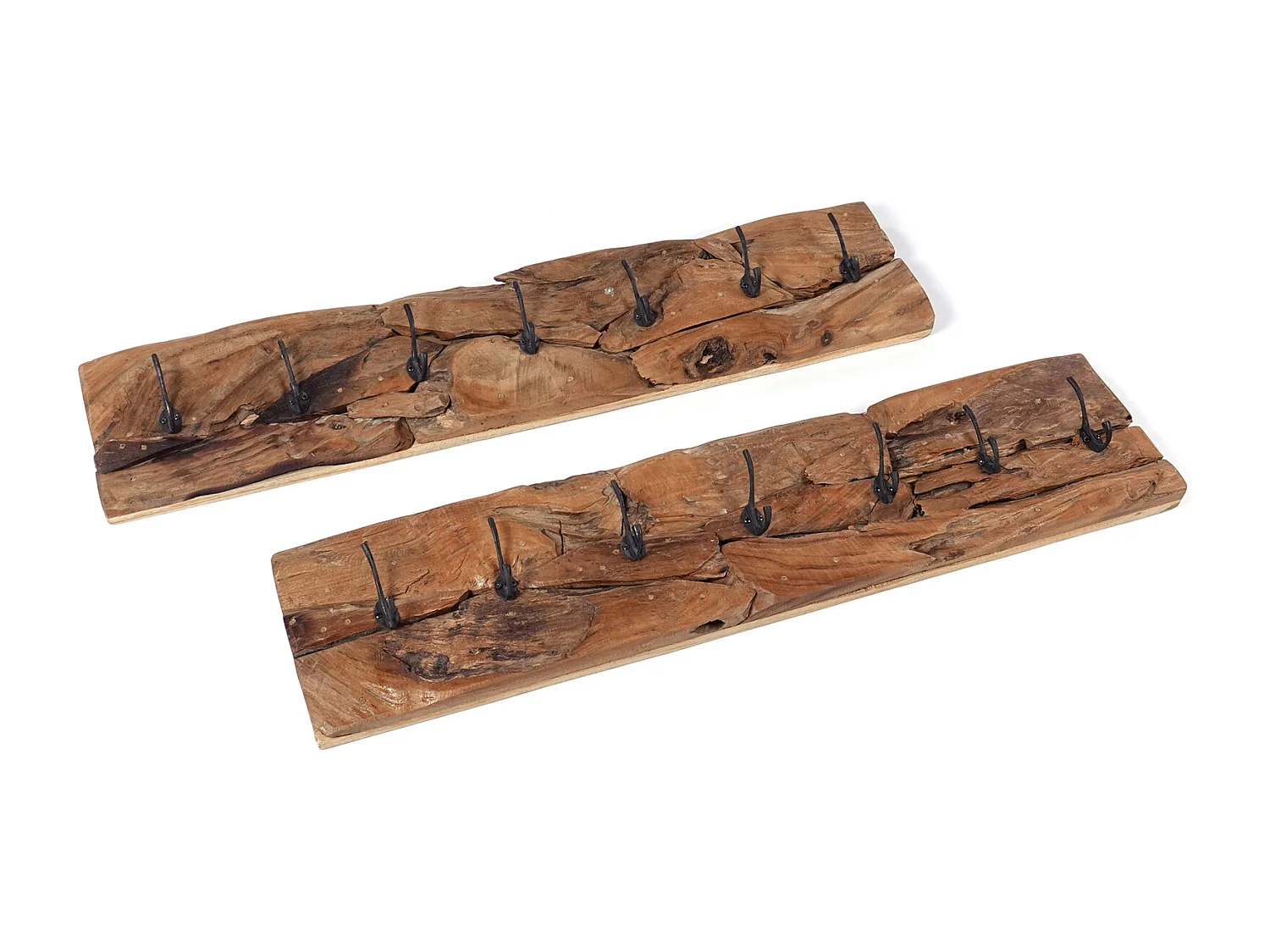 PORTE-MANTEAU MURAL Mina 90 7 crochets, bois flotté couleurs naturelles