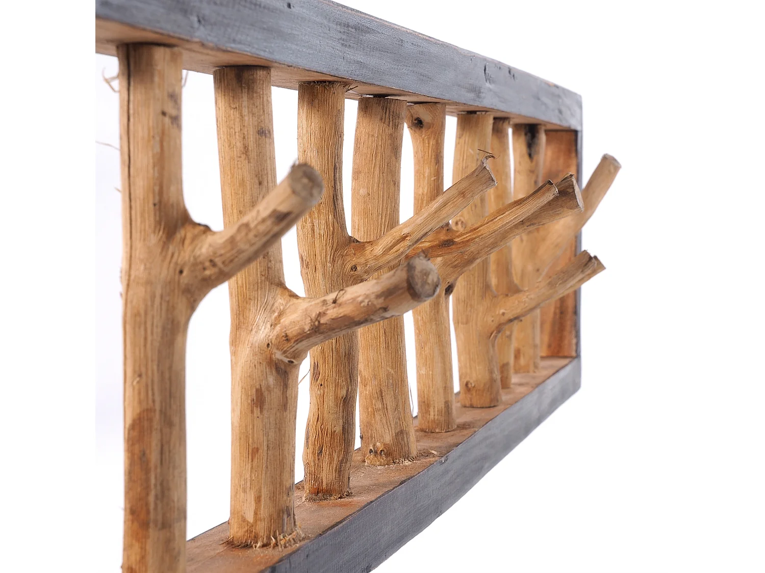 PORTE-MANTEAU MURAL TREIBHOLZ UNIKAT 80 Bois de recyclage massif, 8 patères 04 schwarz-natur