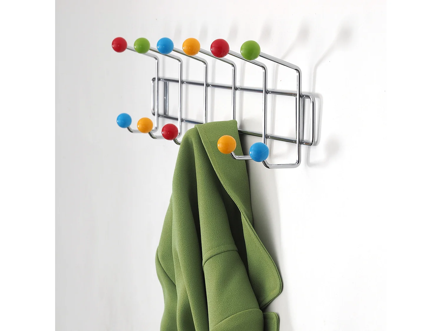 PORTE-MANTEAU Balle de couleur 12 crochets, boules colorées Argent