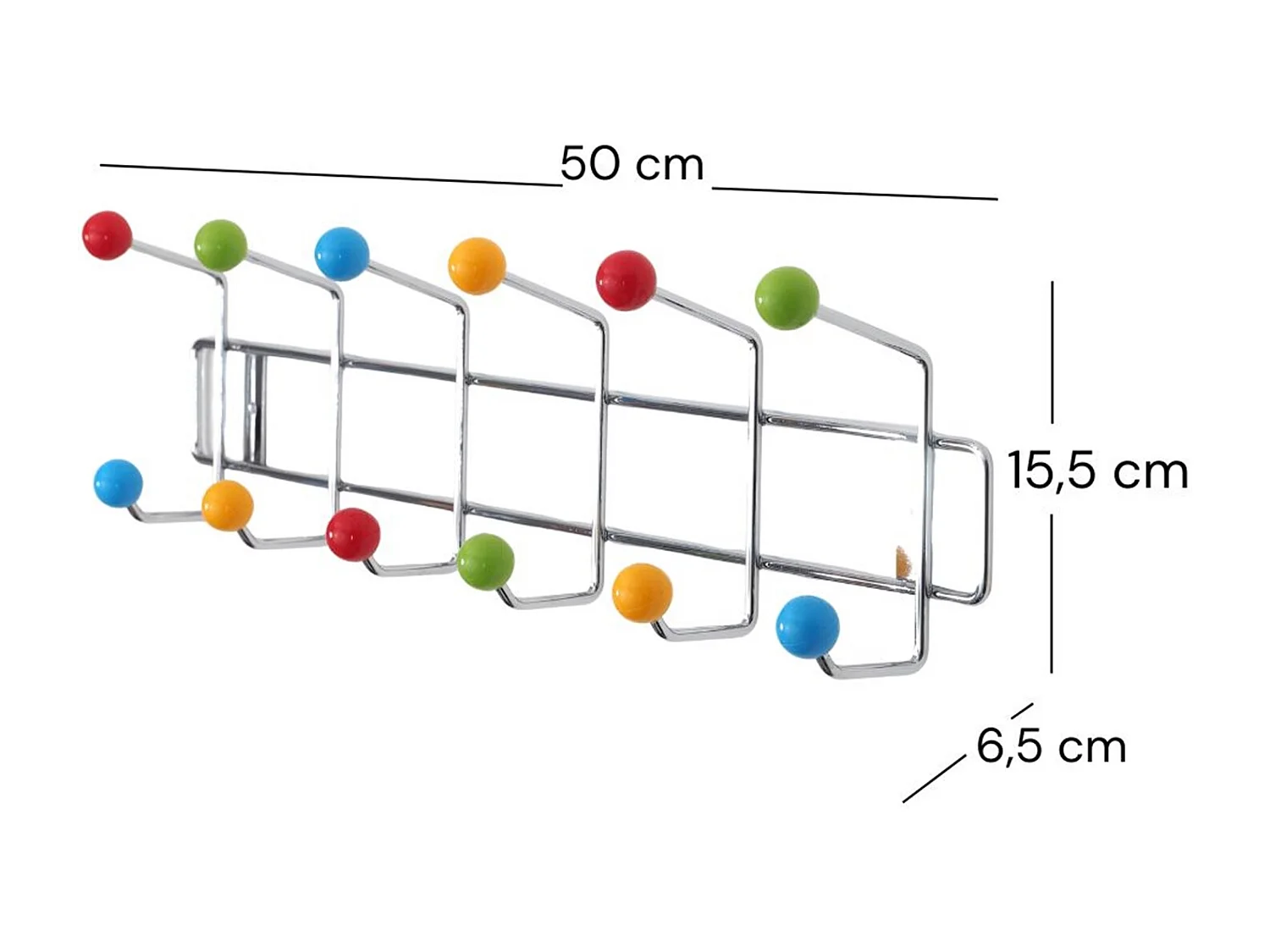 PORTE-MANTEAU Balle de couleur 12 crochets, boules colorées Argent