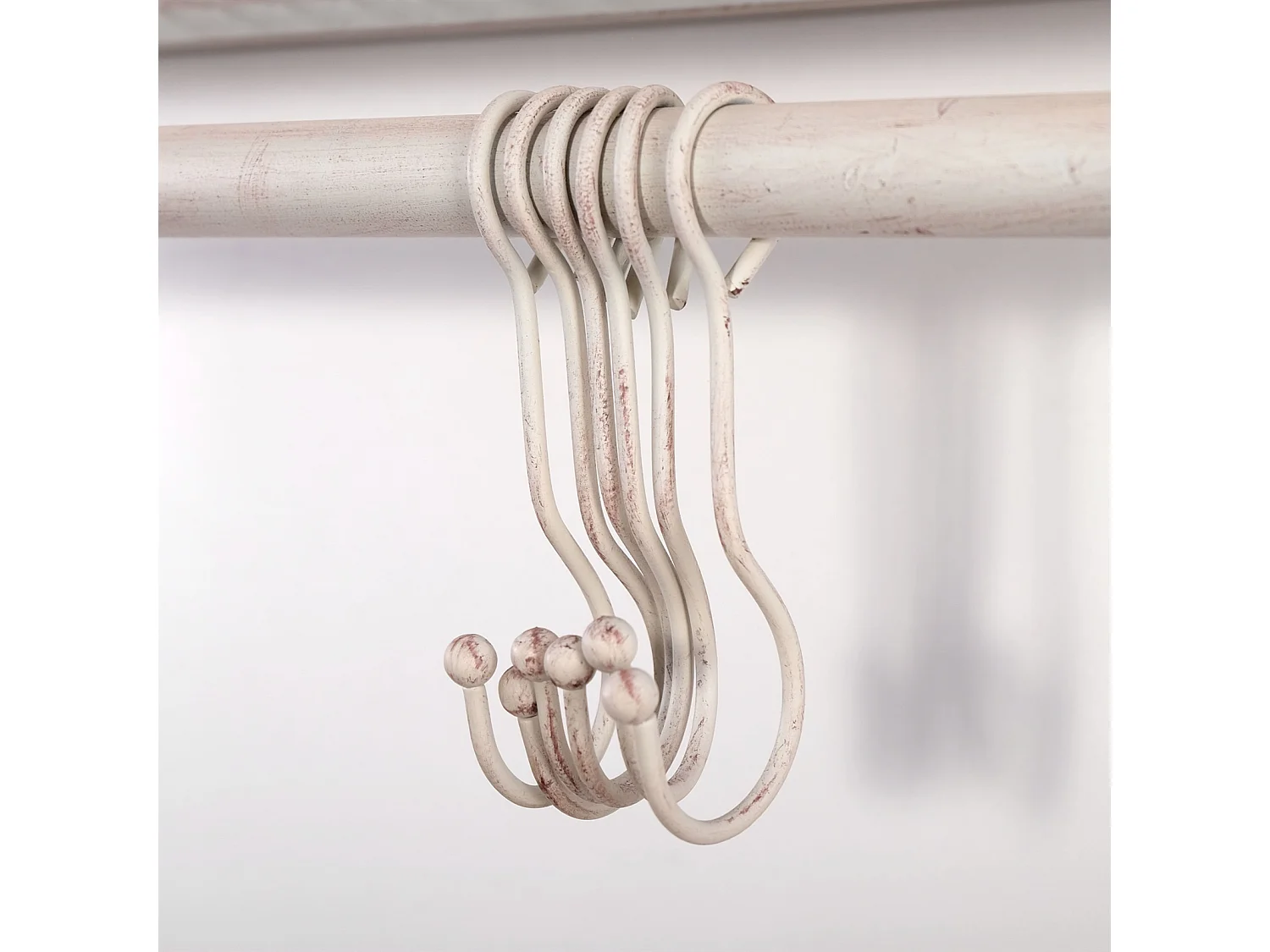 PORTE-MANTEAU MURAL LILY 6 crochets, étagère à chapeaux blanc antique
