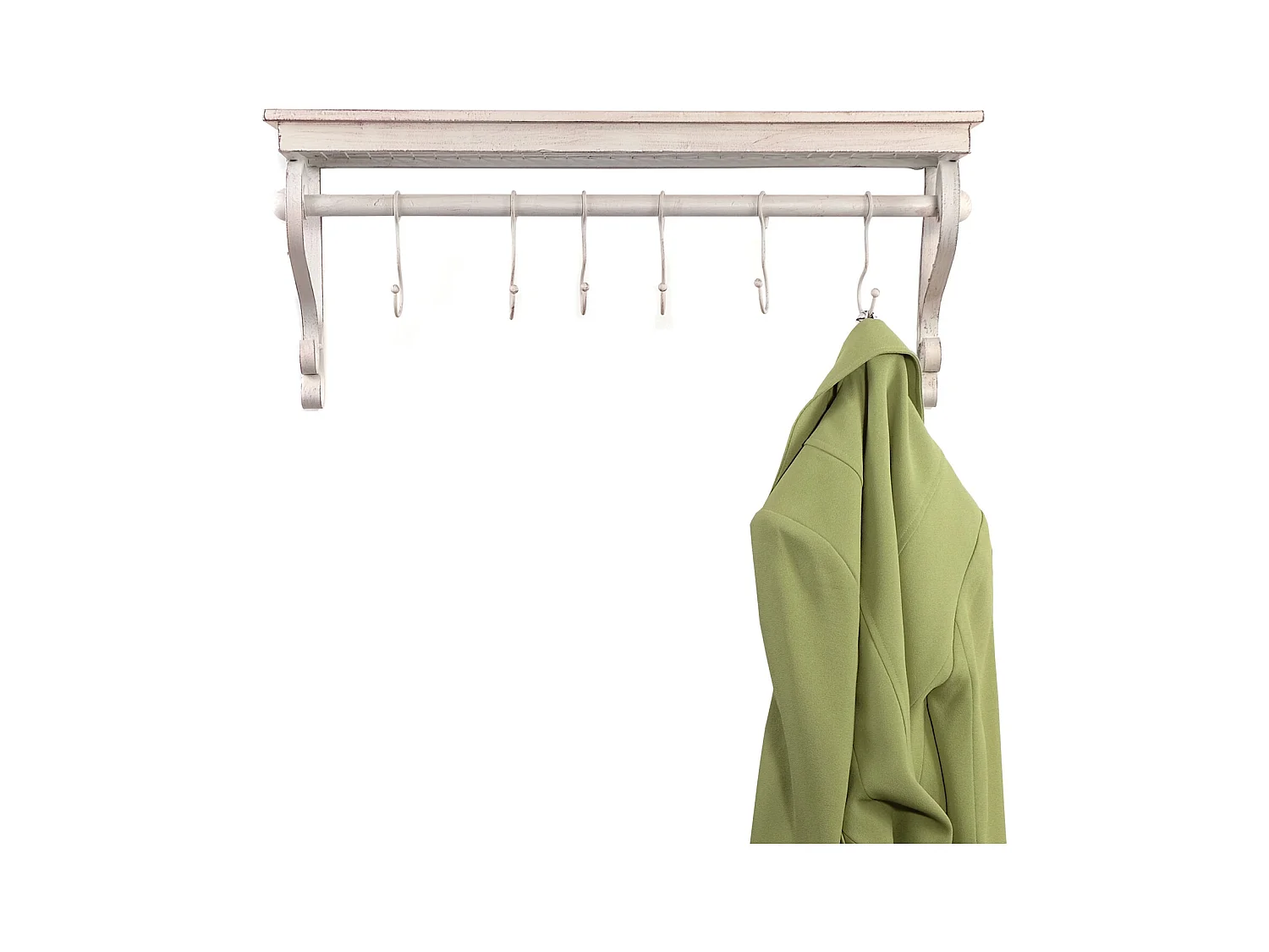 WANDGARDEROBE LILY 6 Haken, Hutablage antik-weiß