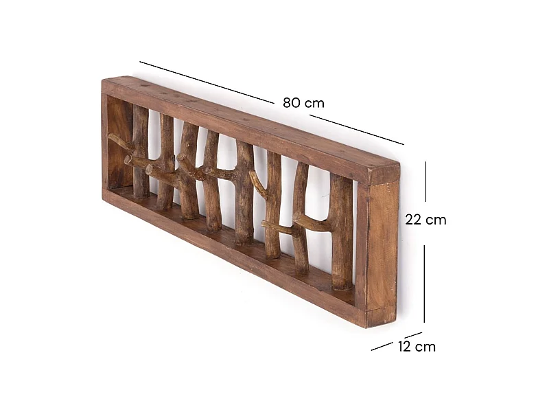 PORTE-MANTEAU MURAL TREIBHOLZ UNIKAT 80 Bois de recyclage massif, 8 patères 01 natur-vintage