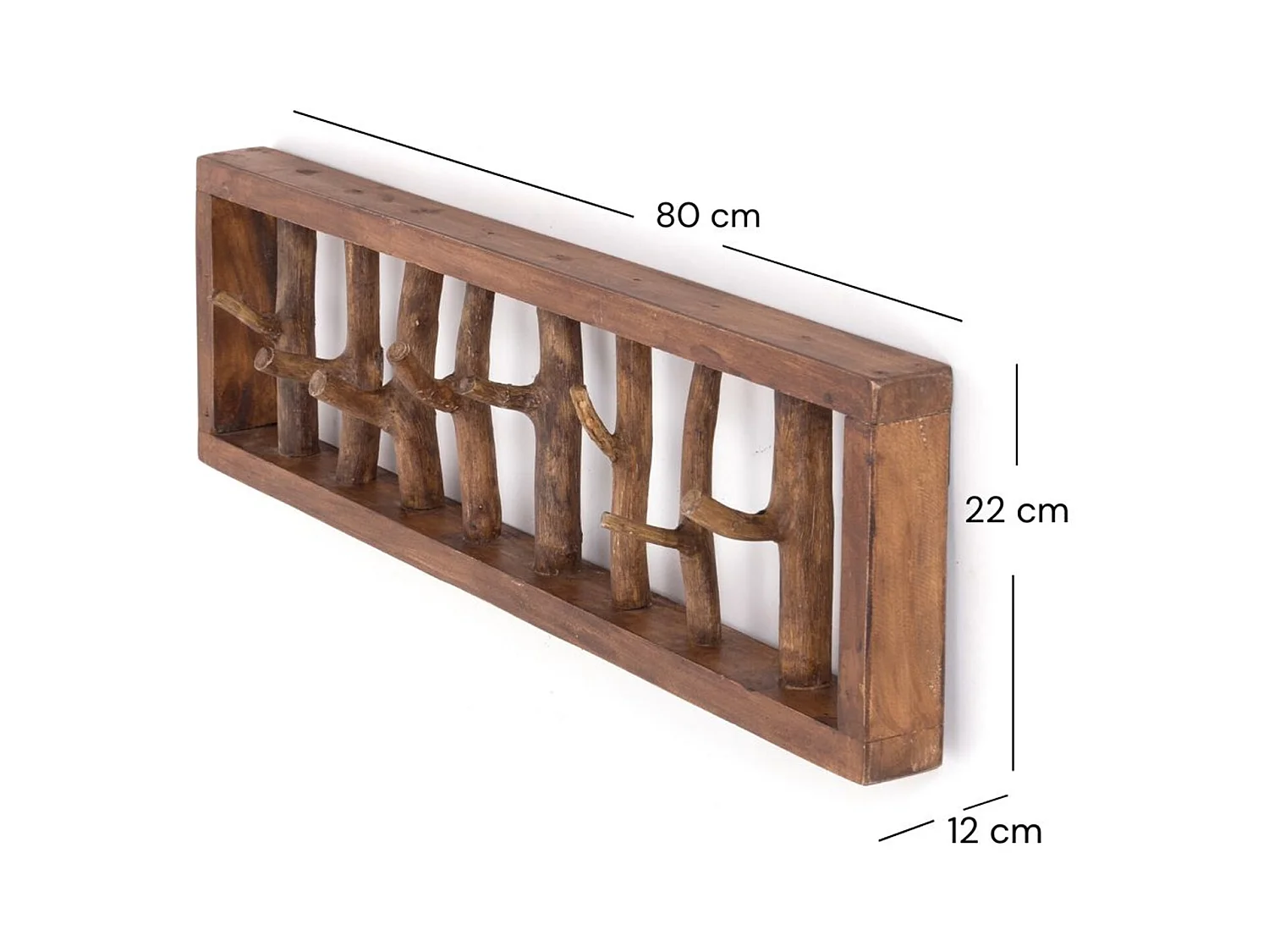 PORTE-MANTEAU MURAL TREIBHOLZ UNIKAT 80 Bois de recyclage massif, 8 patères 01 natur-vintage