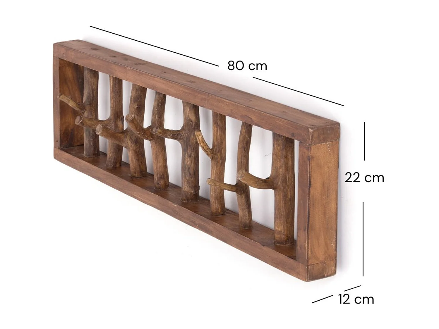 PORTE-MANTEAU MURAL TREIBHOLZ UNIKAT 80 Bois de recyclage massif, 8 patères 01 natur-vintage