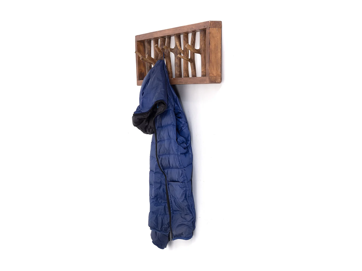 PORTE-MANTEAU MURAL TREIBHOLZ UNIKAT 80 Bois de recyclage massif, 8 patères 01 natur-vintage