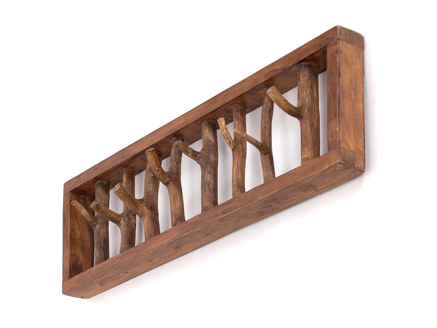 PORTE-MANTEAU MURAL TREIBHOLZ UNIKAT 80 Bois de recyclage massif, 8 patères 01 natur-vintage