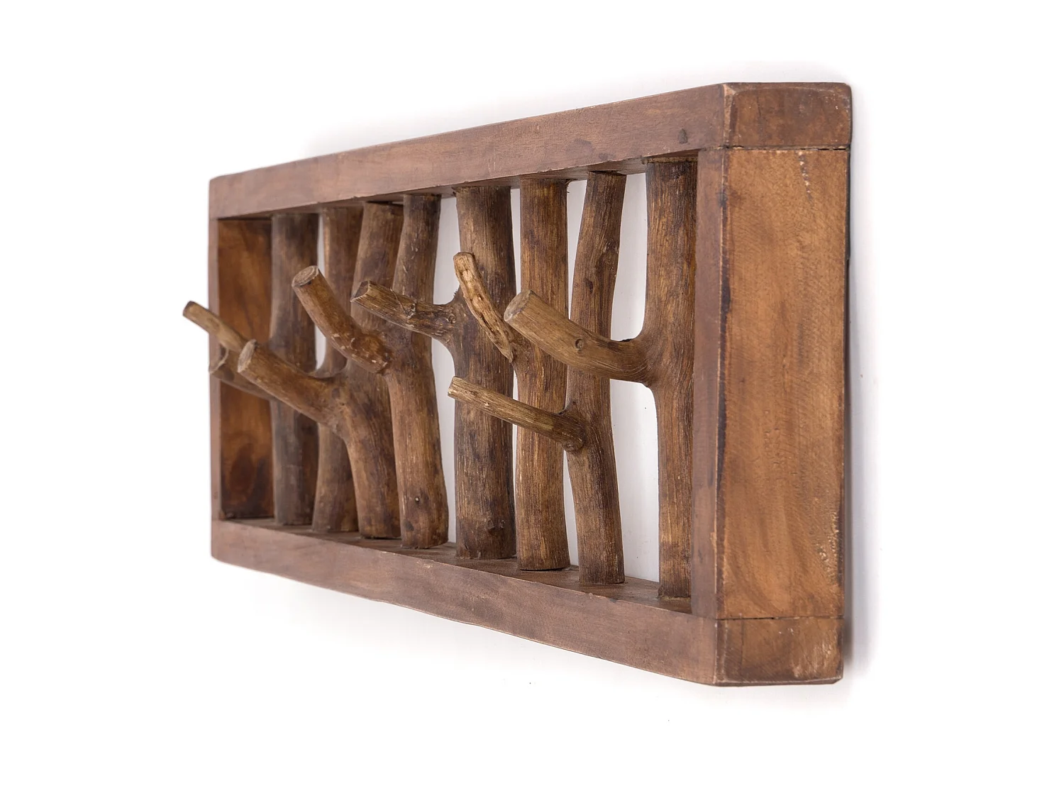 PORTE-MANTEAU MURAL TREIBHOLZ UNIKAT 80 Bois de recyclage massif, 8 patères 01 natur-vintage