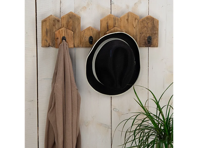 WANDGARDEROBE City 50  Massivholz, 4 Haken naturfarben