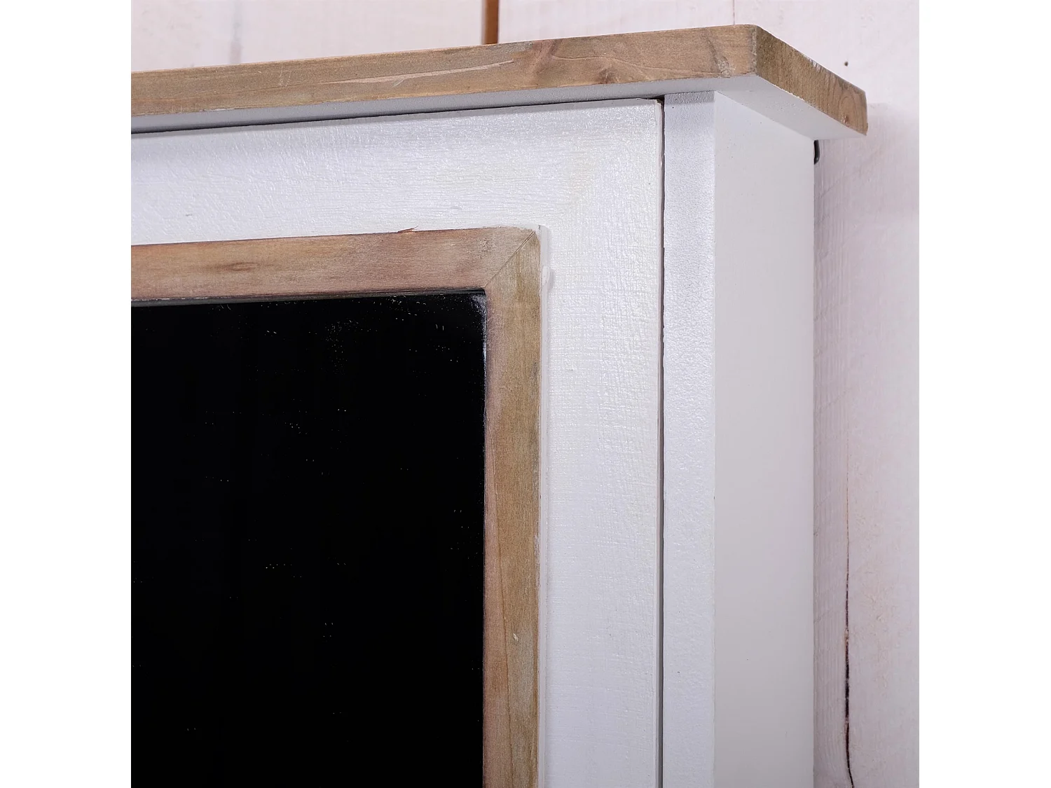 SCHLÜSSELSCHRANK PAULA mit Spiegel und 3 Haken weiß-natur