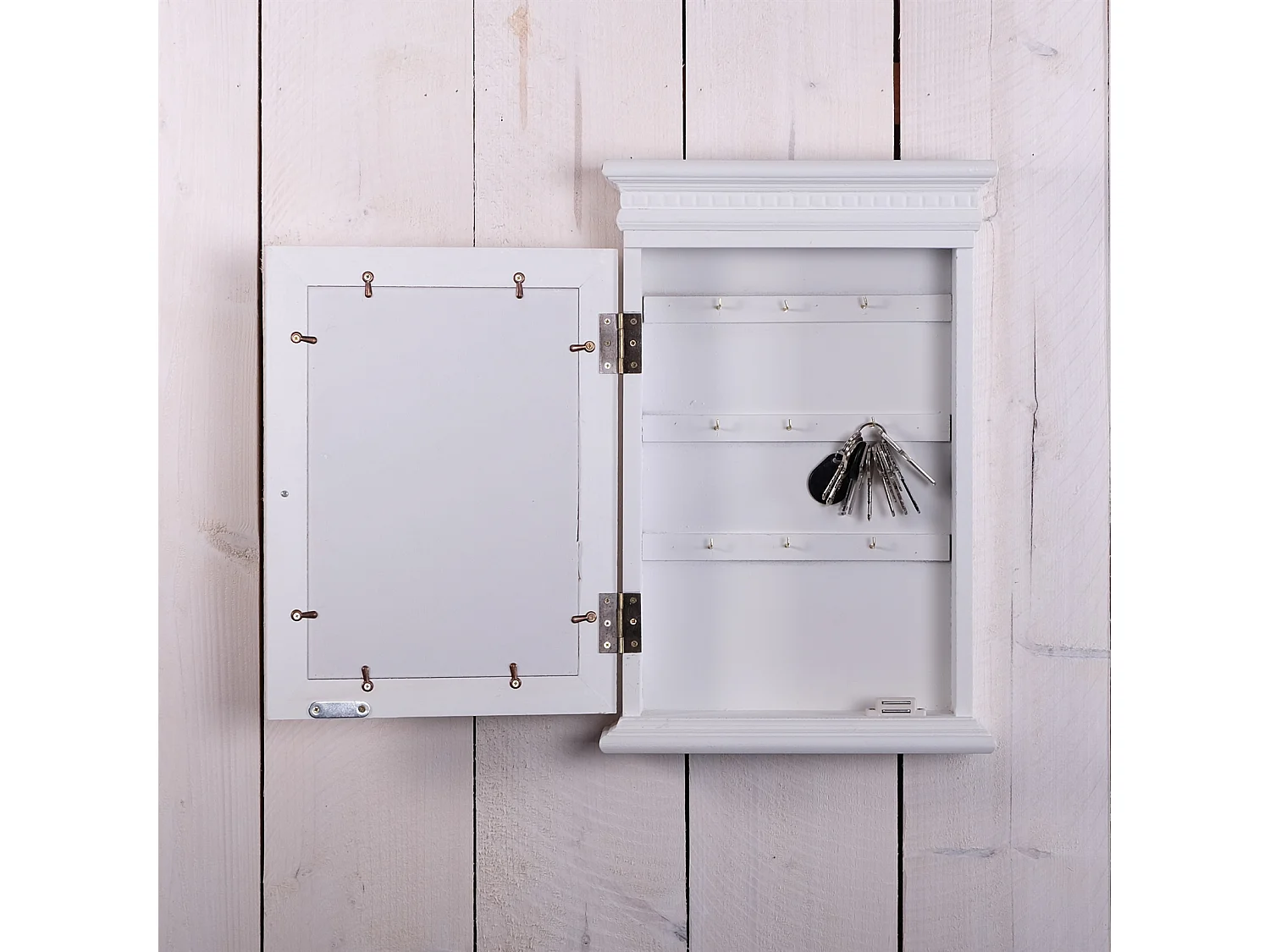 BOÎTE À CLÉS EVELYN avec miroir blanc