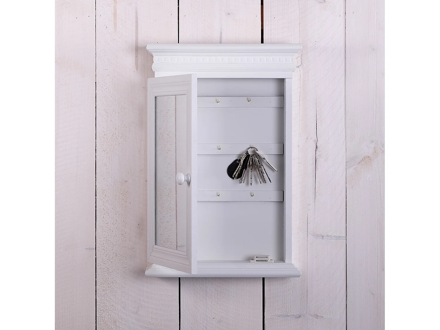 BOÎTE À CLÉS EVELYN avec miroir blanc