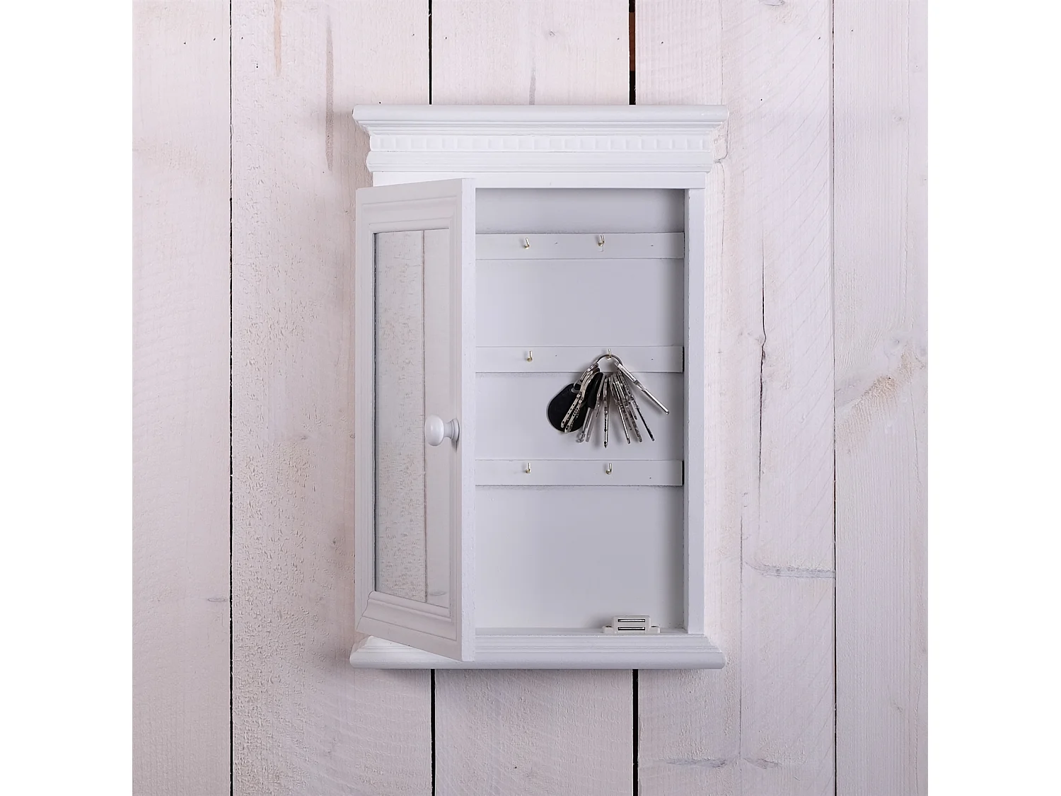 BOÎTE À CLÉS EVELYN avec miroir blanc