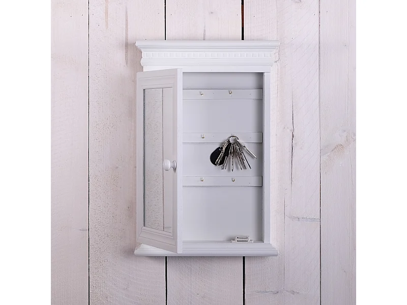 BOÎTE À CLÉS EVELYN avec miroir blanc