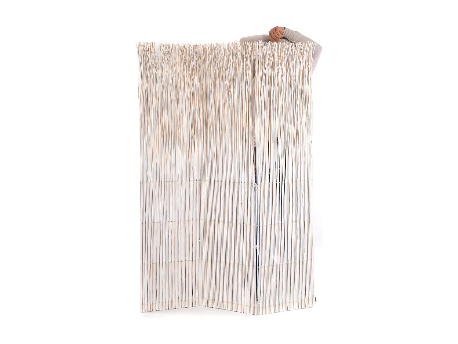 RAUMTEILER  Nature 3-tlg. Weidenholz weiß