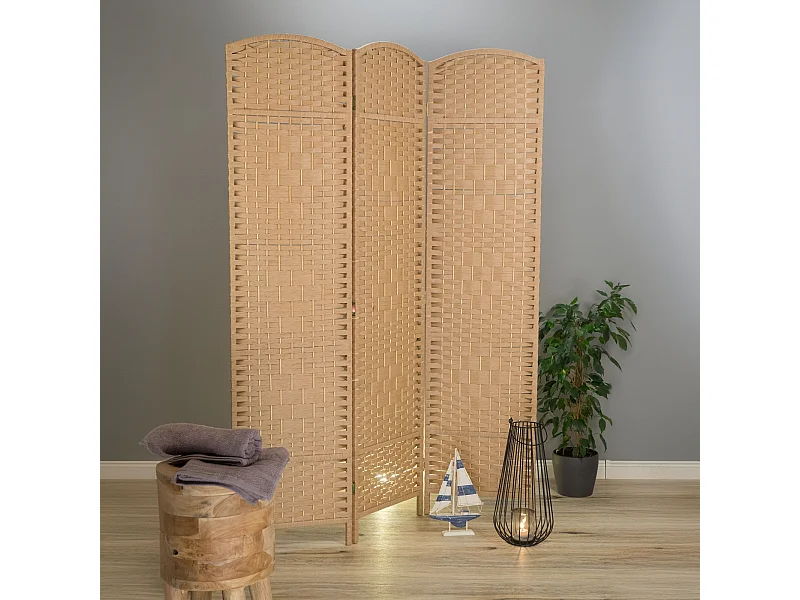 RAUMTEILER Quinn 3-tlg. 166x121 cm, Rattan-Look natur