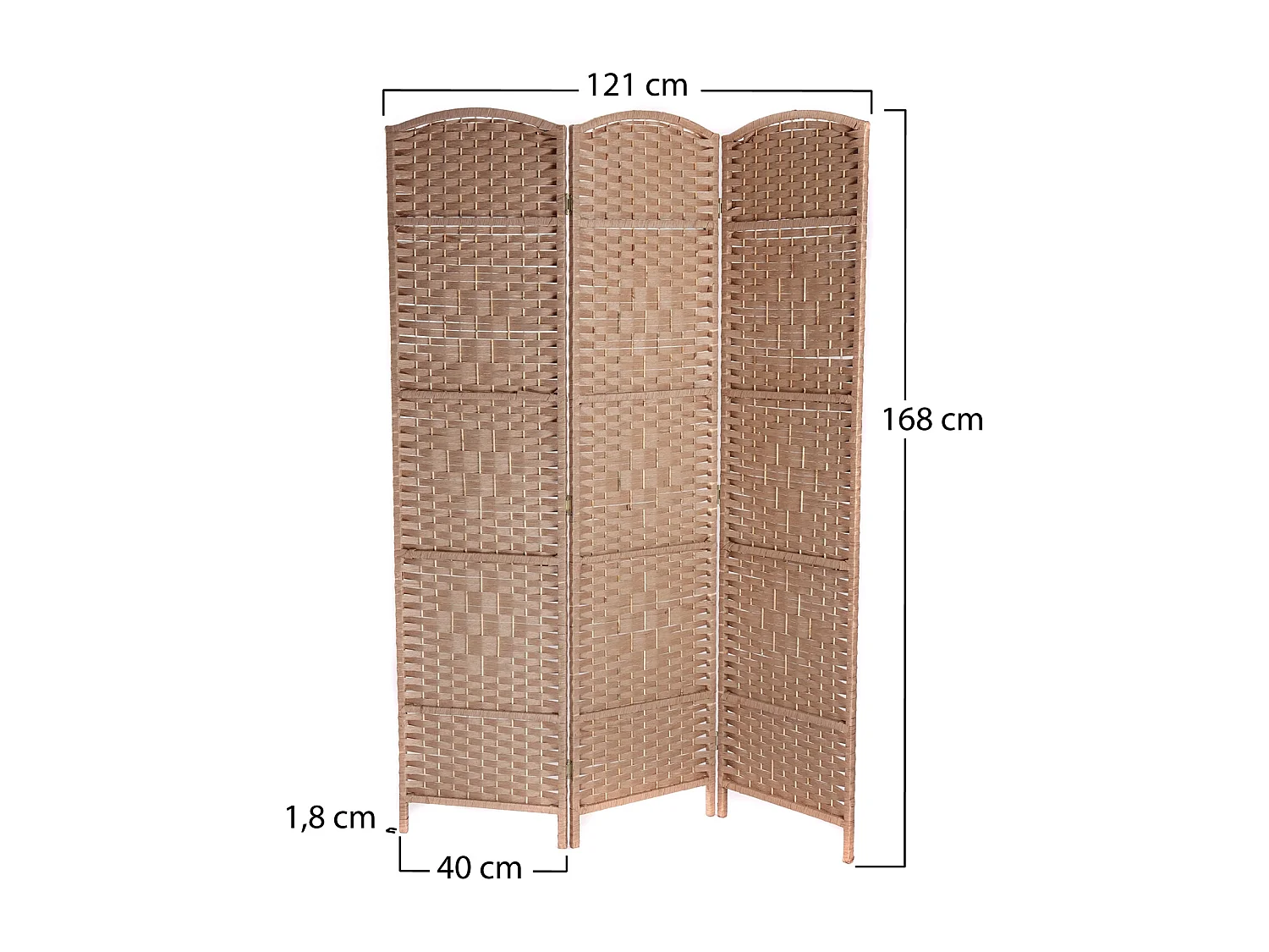 RAUMTEILER Quinn 3-tlg. 166x121 cm, Rattan-Look natur