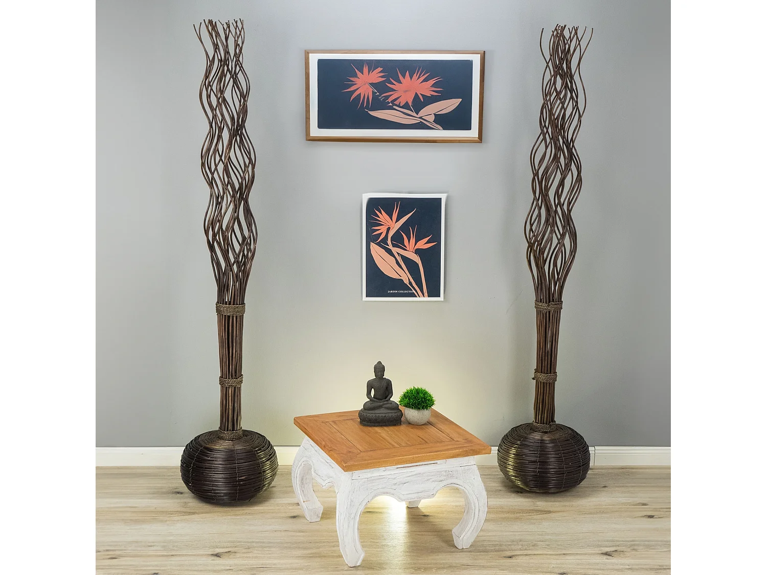 RAUMTEILER WEIDENBÜNDEL Jasmin 170x35 cm,  Weidenholz gewellt dunkelbraun