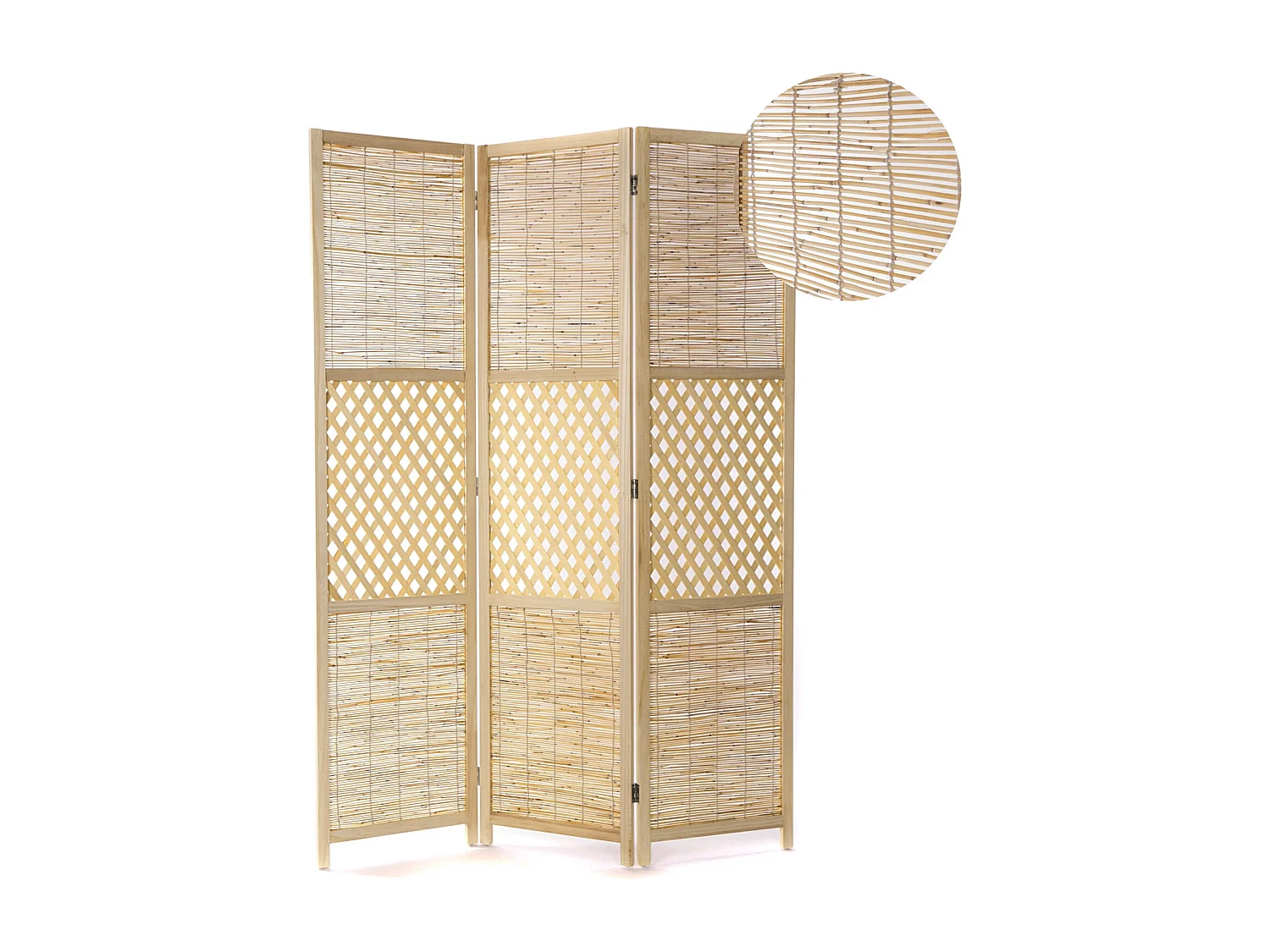 PARAVENT Ensemble d'ambiance 3 pièces. Bambou natur