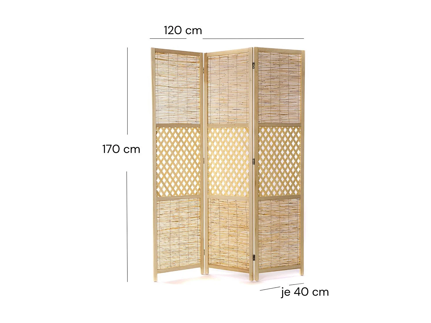 PARAVENT Ensemble d'ambiance 3 pièces. Bambou natur