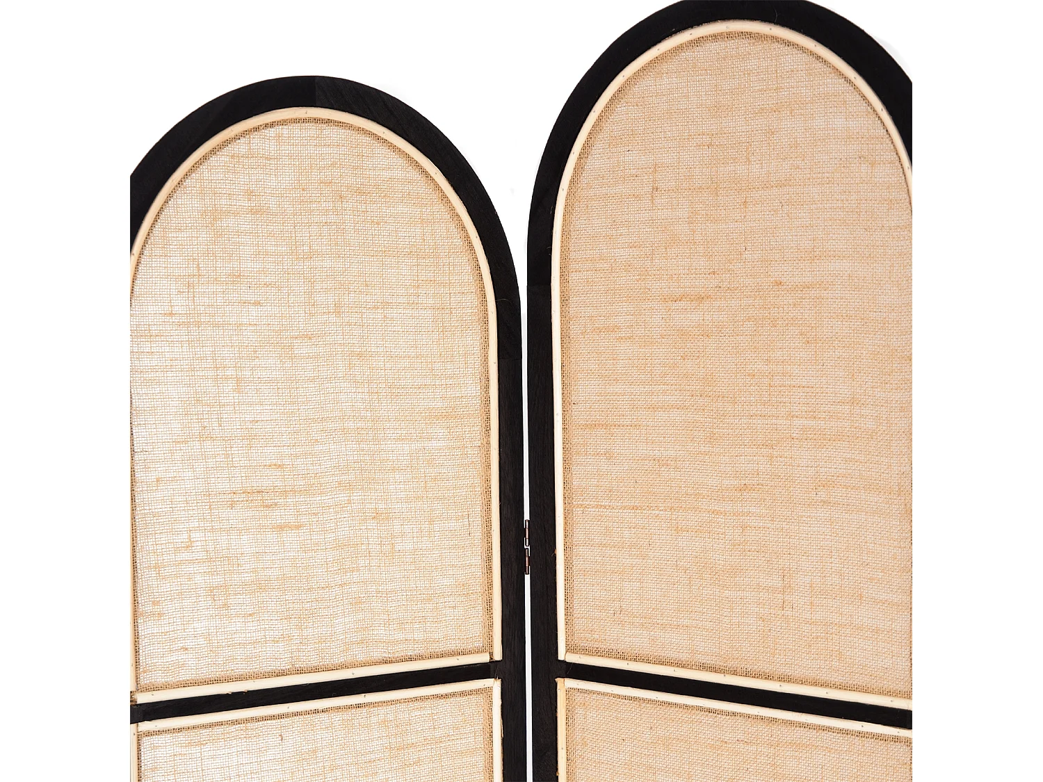RAUMTEILER  Arco 3-tlg.  Leinen, Holz schwarz-natur