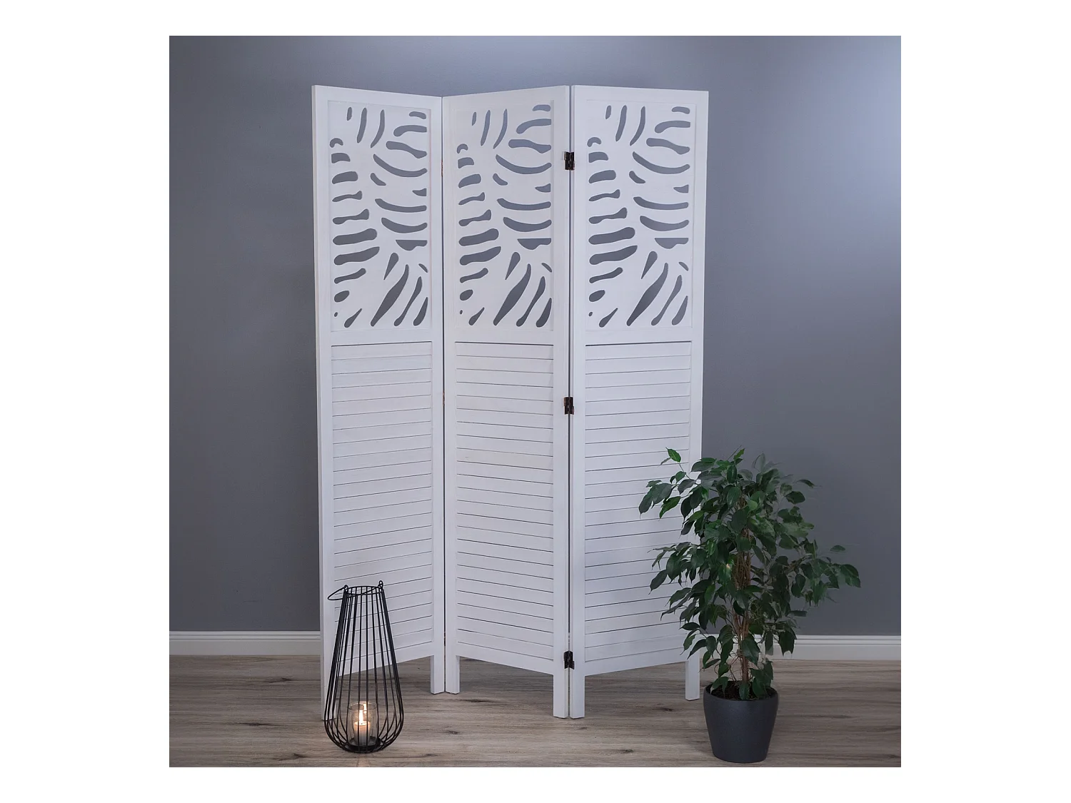 RAUMTEILER Palm 3-tlg. 170x120 cm, Holz weiß