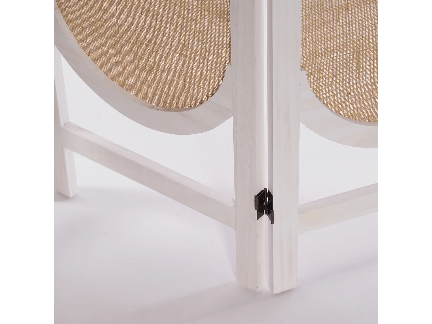 PARAVENT Arco 3 pièces. Lin, bois weiß-natur