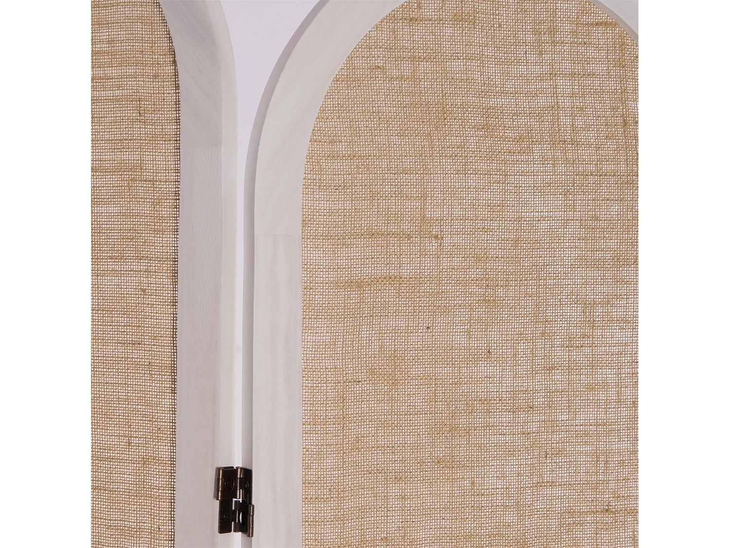 RAUMTEILER  Arco 3-tlg.  Leinen, Holz weiß-natur