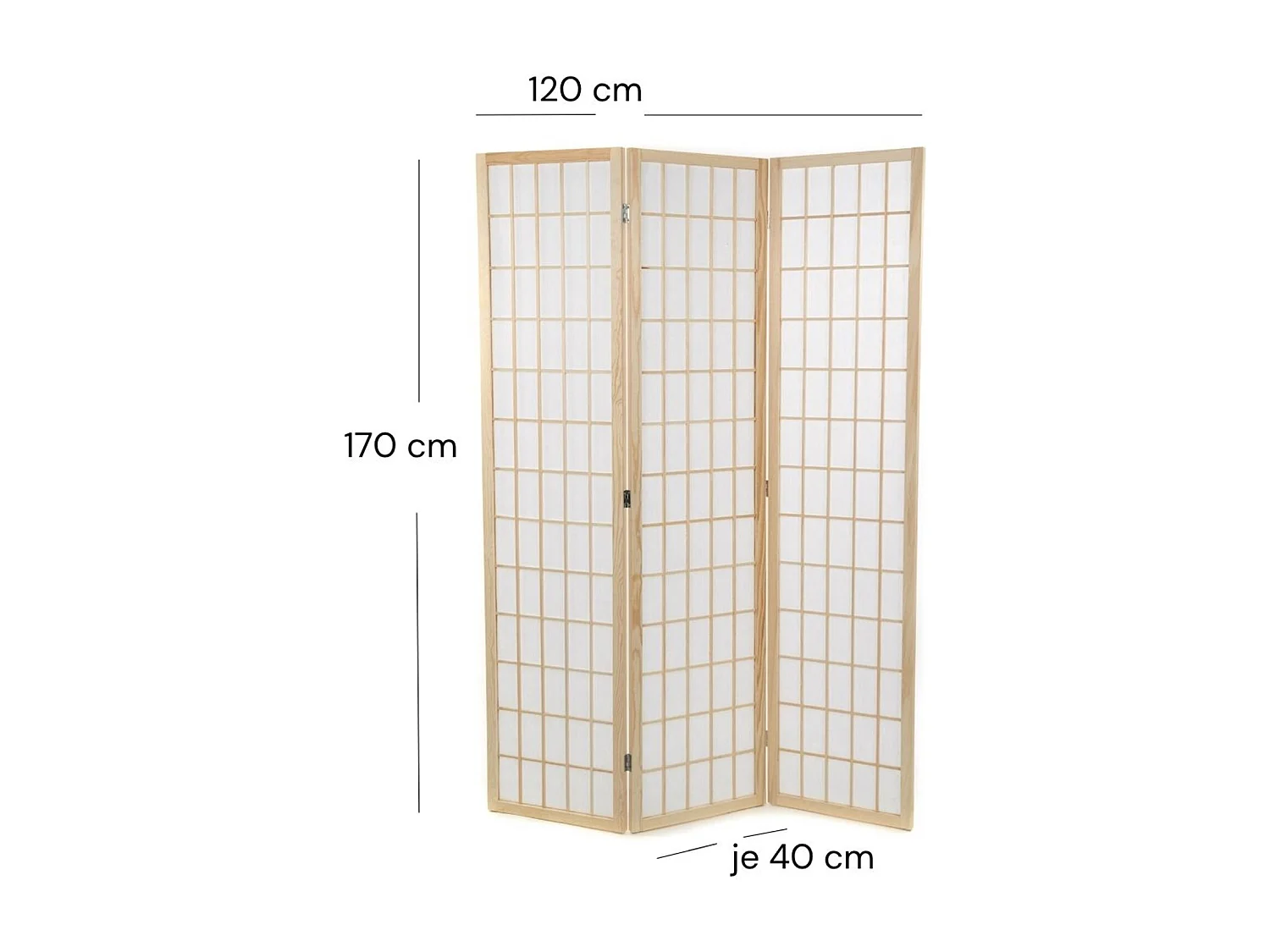 PARAVENT Canva 3 pièces. Bois, papier de riz
