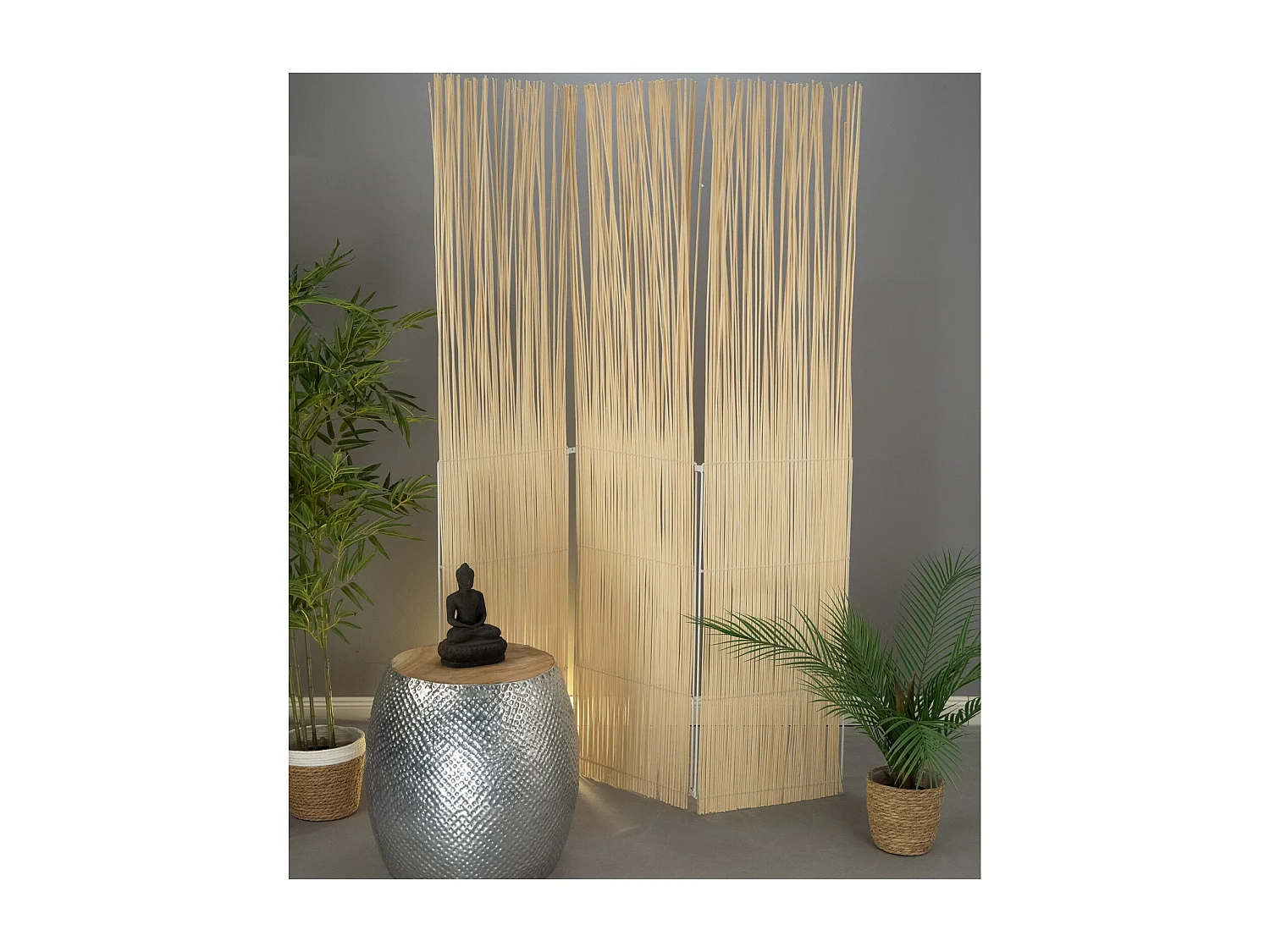 RAUMTEILER  Spike 3-tlg. Weidenholz, klappbar geblichen