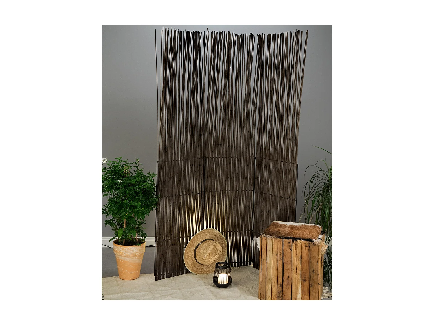 RAUMTEILER  Spike 3-tlg. Weidenholz, klappbar braun