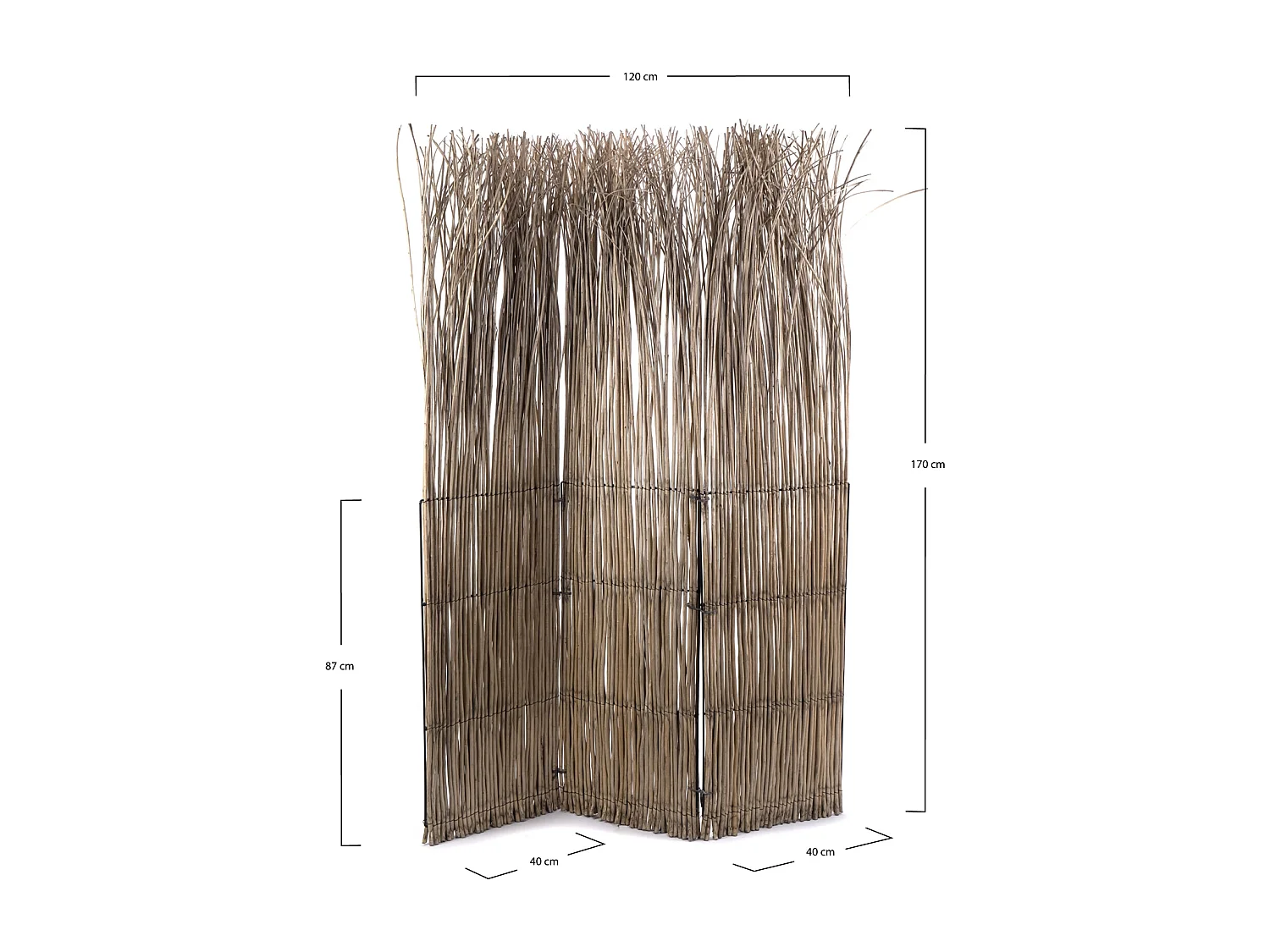 PARAVENT Nature 3-tlg. Weidenzweige grau