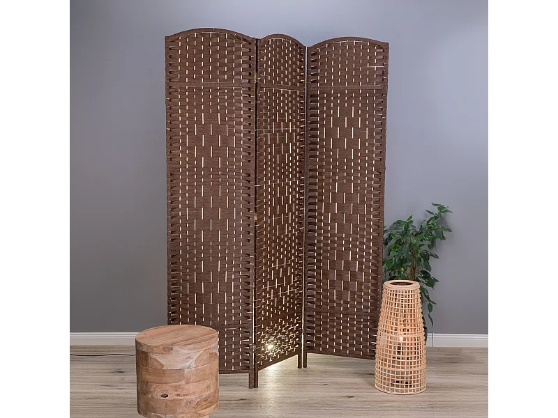 RAUMTEILER Quinn 3-tlg. 166x121 cm, Rattan-Look hellbraun