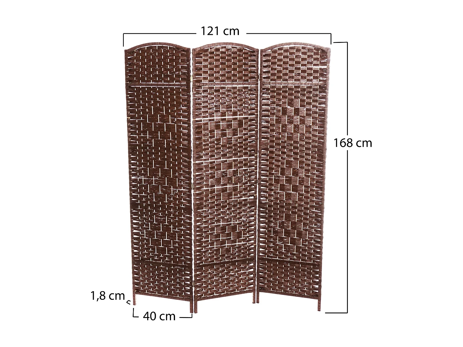 RAUMTEILER Quinn 3-tlg. 166x121 cm, Rattan-Look hellbraun