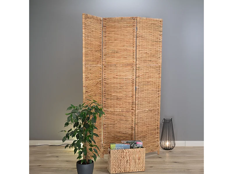 RAUMTEILER Marlon 3-tlg. 166x121 cm, Wasserhyazinthe, klappbar naturfarben