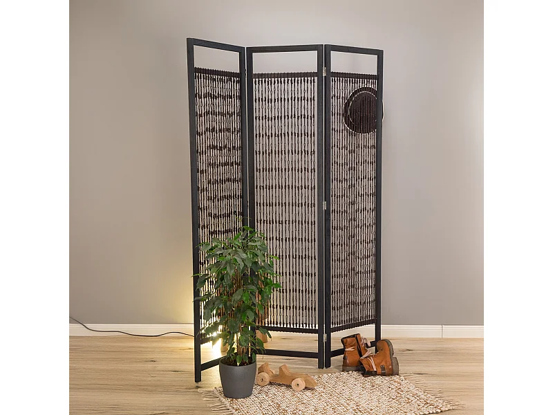 RAUMTEILER Cosmo 3-tlg. 166x121 cm, Holz, festes Garn geknüpft schwarz